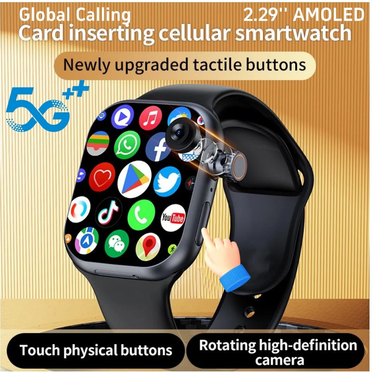 CD20 S10 Pro Smartwatch 2.29ġ Amoled ȵ̵ 5G Ʈ ð S10 ȸ ī޶ WIFI Ʈũ GPS ġ Sim ī Solt